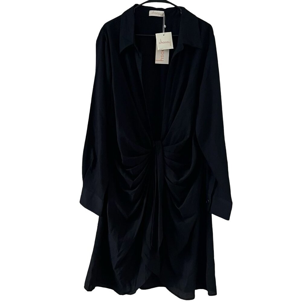 Choosy Deep Plunge Long Sleeve Shirt Dress